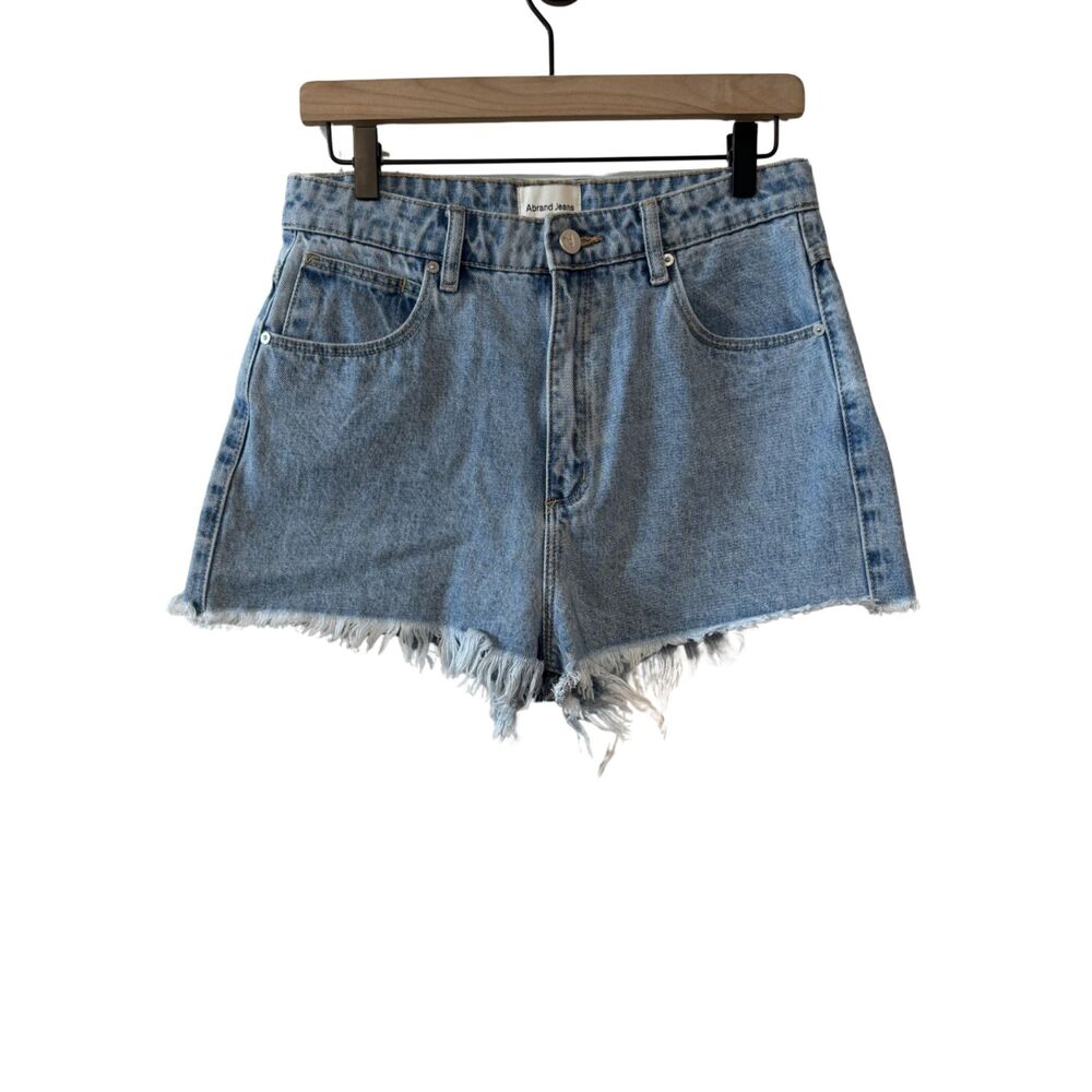 Abrand Jeans A High Relaxed Denim Shorts Light Wash Frayed Cutoff Size 30